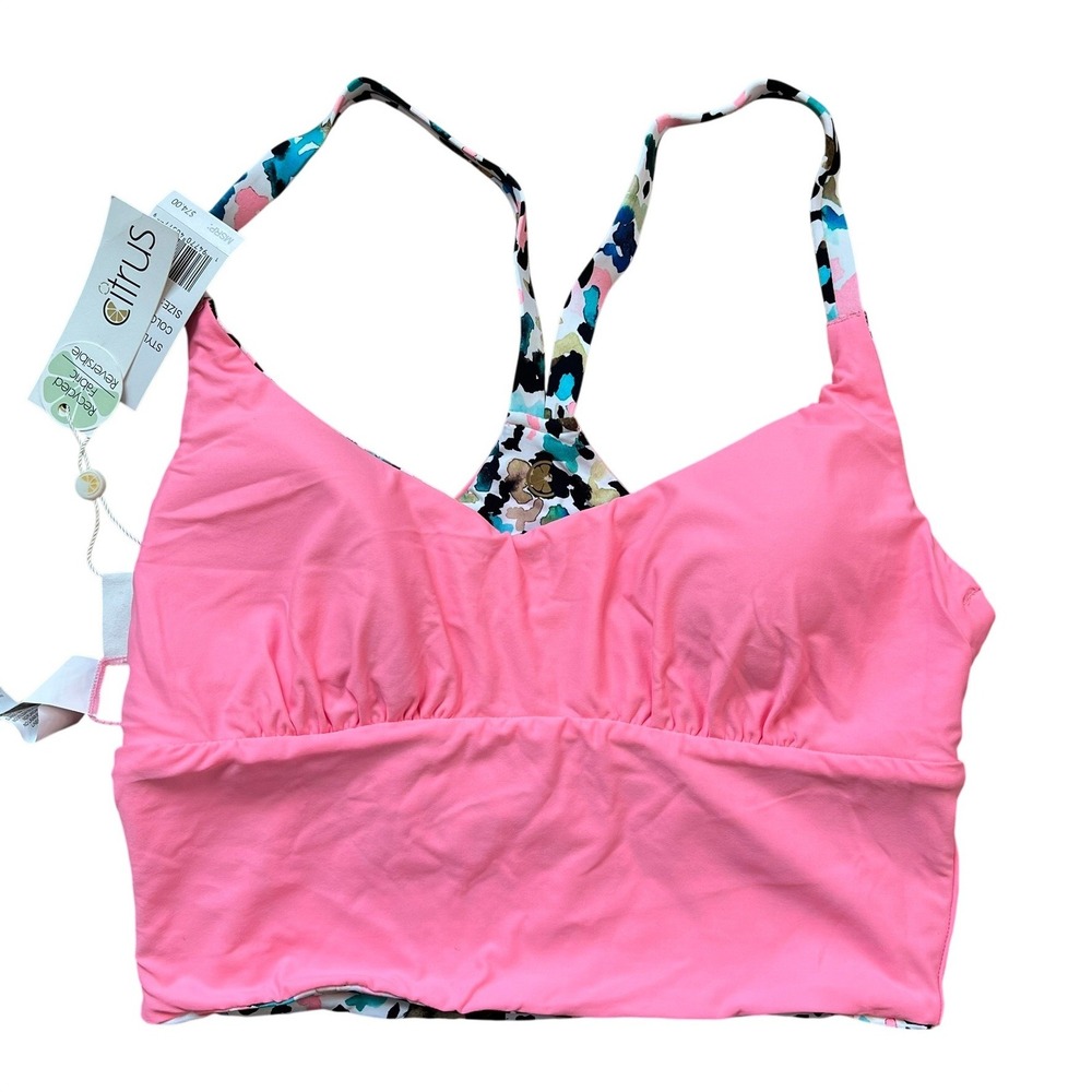Citrus Bikini Top Reversible Womens Small Multicolor Animal Print CT2BL82 NWT - Picture 2 of 11